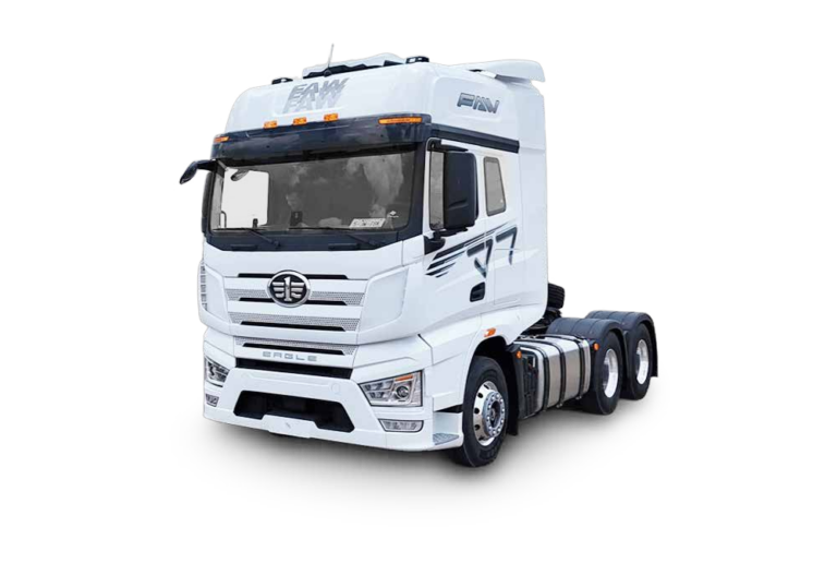 Ilustración oficial del ELAM FAW J7 560D 6x4 2026, tractocamión tope de gama con sistema ADAS