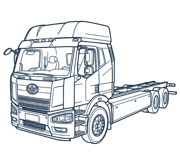 Ilustraci&oacute;n de l&iacute;nea del FAW 2417 CNG, unidad de generaci&oacute;n anterior con refacciones en l&iacute;nea