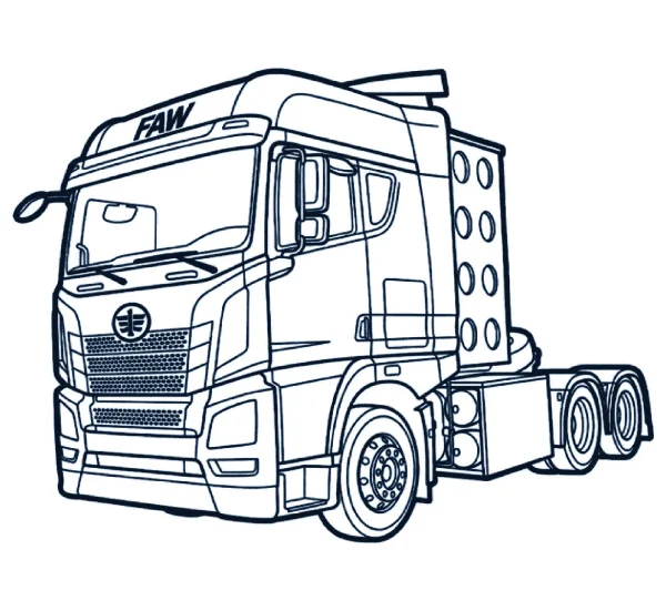 Ilustraci&oacute;n de l&iacute;nea del FAW JH6 430 CNG, unidad de generaci&oacute;n anterior con refacciones en l&iacute;nea